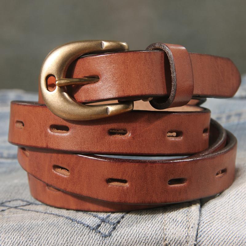 

Retro Genuine Leather Women s Belt Pure Copper Button Western Cowboy Style Luxury Brands Jeans Belt Fashion Luxury Women Belt 115cm світло-коричневого кольору