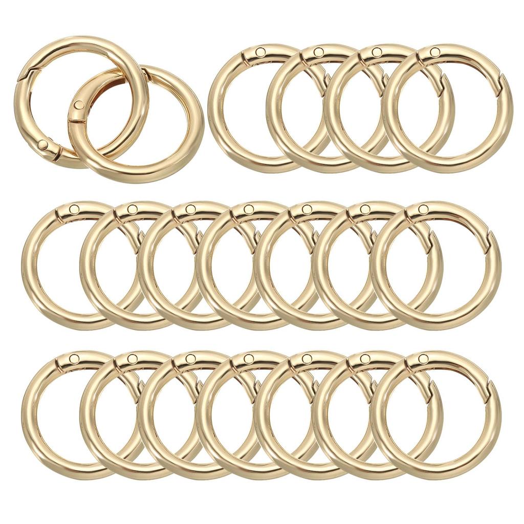 40mm OD Spring 20pcs Metal Round Lock Clip Trigger Snap Spring Key Ring Hook Buckle for Wallet Handbag Craft Gold Tone [PATIKIL] O-Rings, Making,
