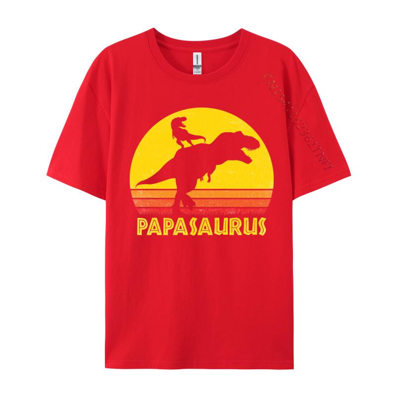 Design Papasaurus Fathers Day Tshrit Tops Shirts Special Premium Cotton TShirt Vintage T Shirts Plain