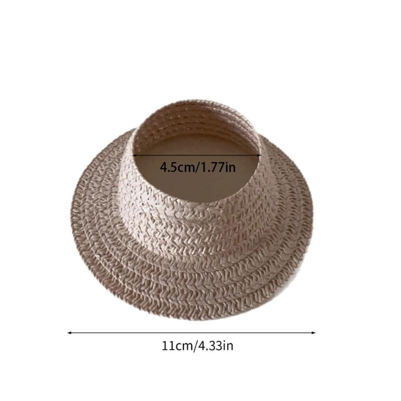 Doll Sun Hat With Ear Cutouts Empty Top Straw Hat  For Costume Cosplay Decorative Party Accessory In Assorted Color