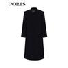 Ports Women's Dark Night Blue Mid-Length Wool-Cashmere Coat