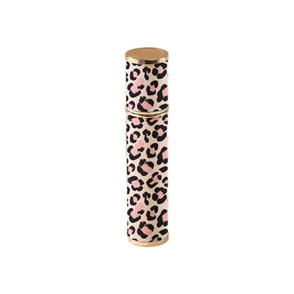 Refillable Leopard Print Leather Spray Bottle Reusable Empty Atomizer Safety Sample Vials  Home 10ml Pink