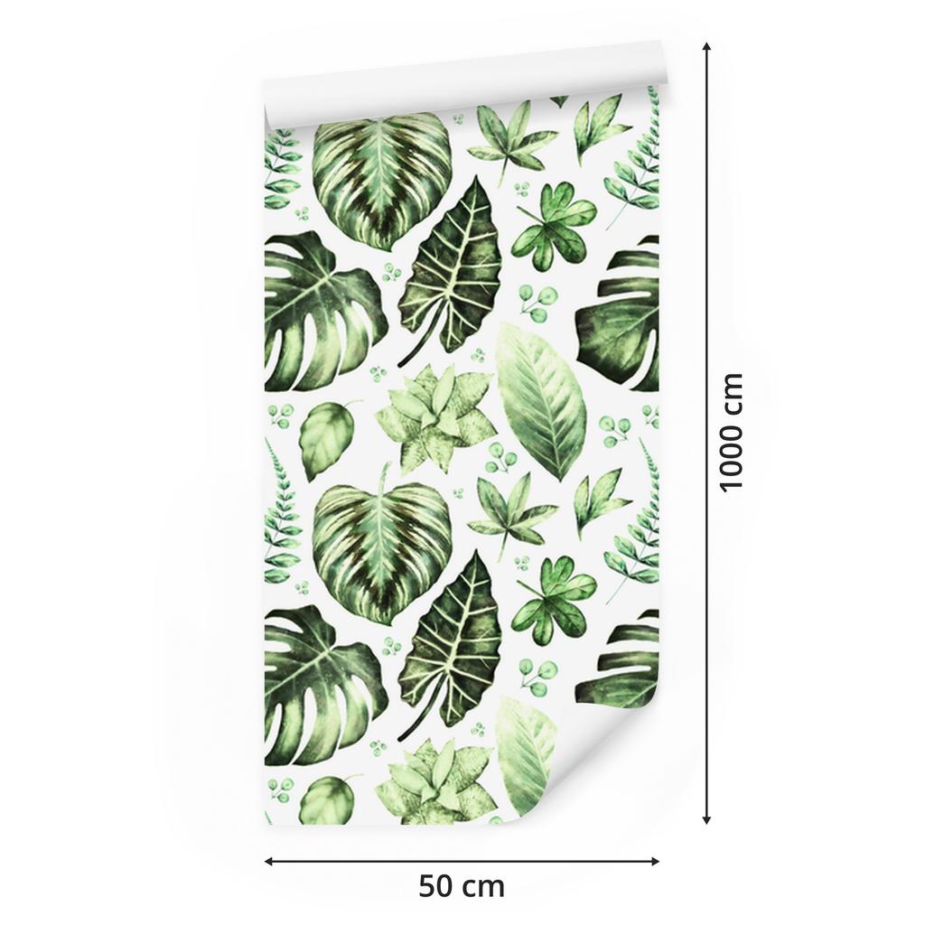 Tropical Leaves Green Wallpaper for Living Room and Bedroom 50x1000