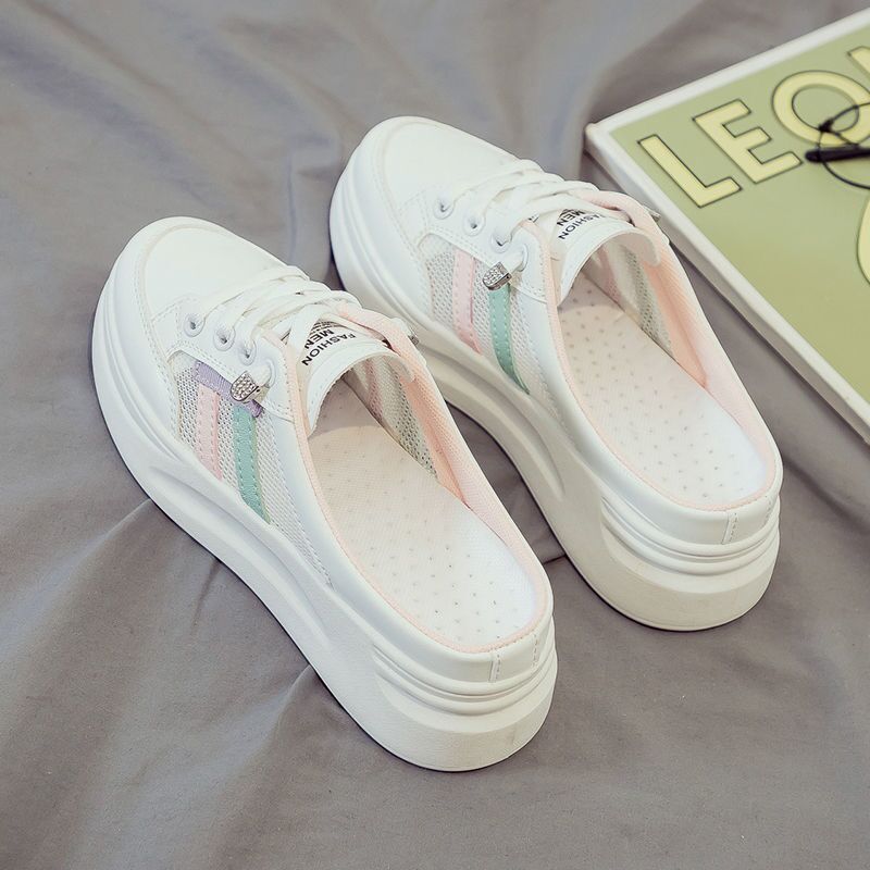 

Xiaobai slippers women s 2025 new mesh breathable bag head thick-soled muffin fashion non-slip Xiaobai shoes foreign trade women s shoes 35 розовый