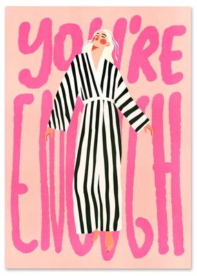 Poster Illustration Woman Inscription Pink
