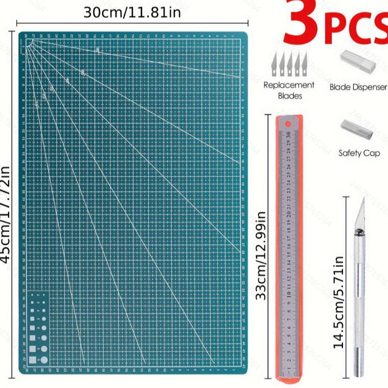 Craft Knife and Engraving Mat Set - Cutting Board with Blades
