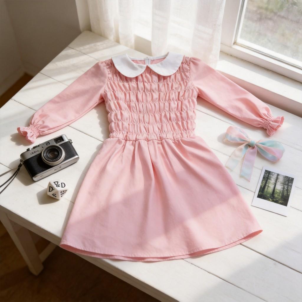 Stranger Things Eleven Cosplay Pink Dress With Polyester Fabric For Kids And Adults