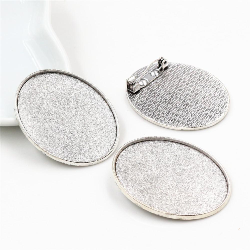New Fashion 5pcs 30x40mm Inner Size Antique Silver Plated Gold Color Bronze Black Pin Brooch Simple Style Base Setting Pendant
