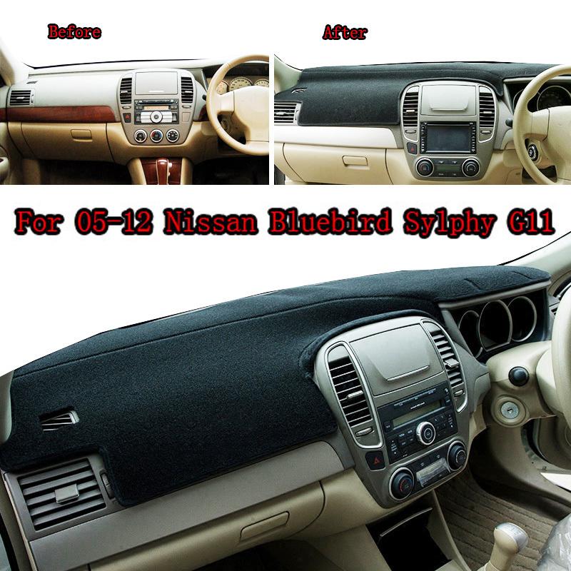 For Nissan Bluebird Sylphy Almera G11 2005-2012 Dashboard Cover Mat Pad Dash Dashmat Sunshade Protect Carpet Rug Car Accessories