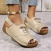 Peep Toe Wedges Sandals for Women Summer 2025 Lightweight Non Slip Beach Shoes Woman PU Leather Platform Roman Sandalias Mujer