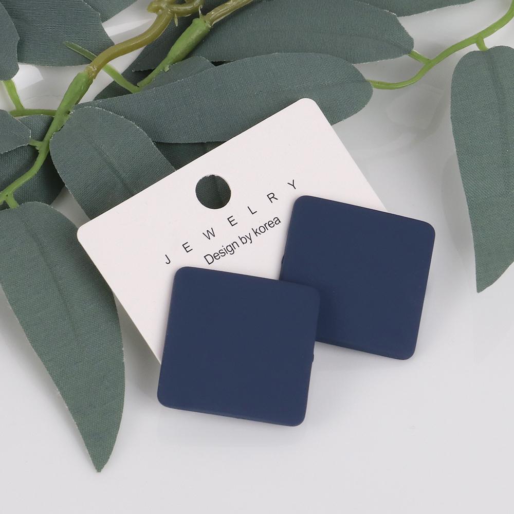 Trendy Korean Red White Black Pink Stud Earrings For Women Girl Geometric Big Square Round Acrylic Earrings Fashion Jewelry Gift