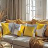 4pcs Modern Yellow and Gray Geometric Pattern Pillowcase Set, Sofa Chair Decor, 100% Polyester Peach
