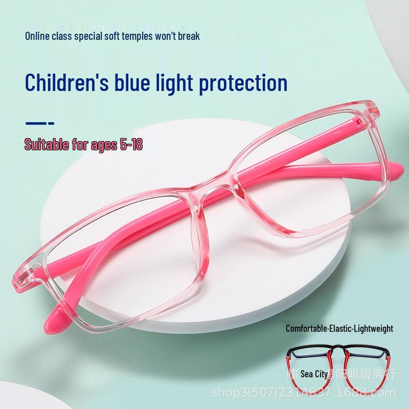 

Children s Non-Prescription Blue Light Blocking Glasses for Online Classes - Full Frame for Boys and Girls Transparent Green Frame, Green Temples