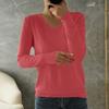 Women's Fashion Loose Knit Sweater Bottom Shirt V-Neck Pullover Long Sleeve Solid Color Top