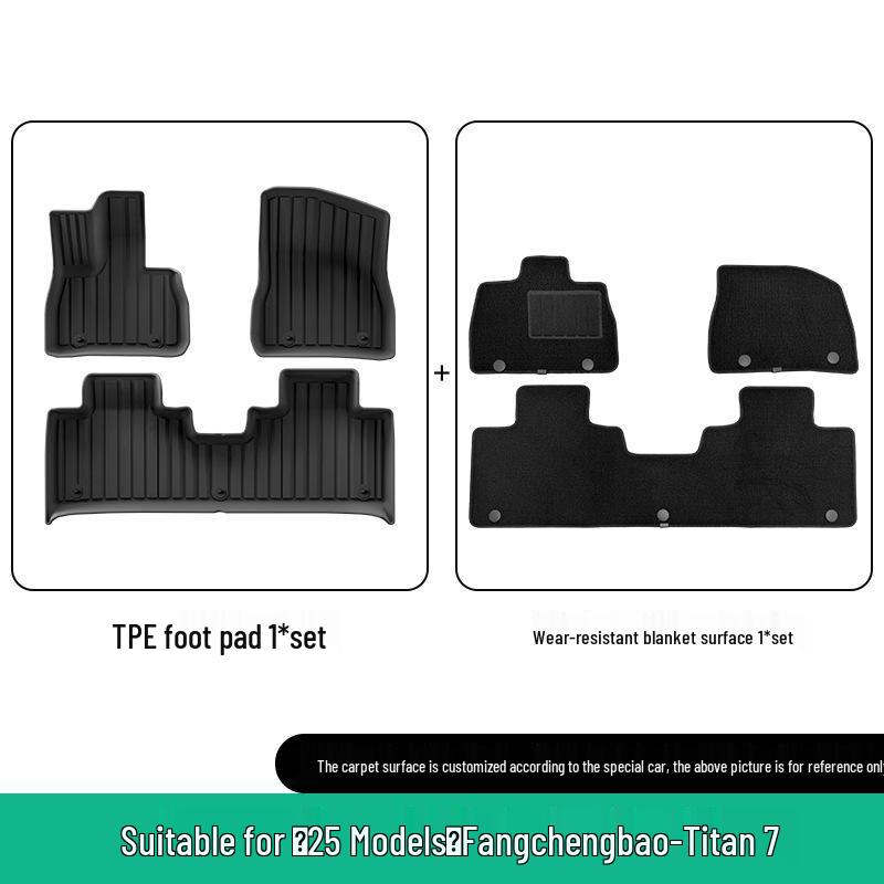 TPE All-Weather Floor Mats & Trunk Mat for BYD Fangchengbao Yangwang U7 Cars.