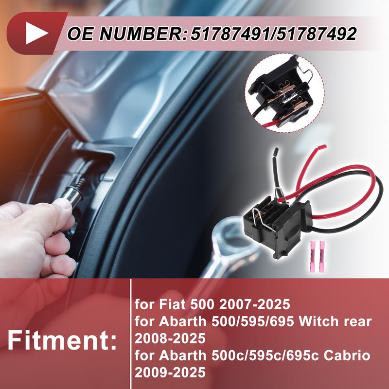 X Autohaux H7 Headlight Light Socket Wiring for Fiat 500 2007-2025 No.51787491 Bulb Pigtail