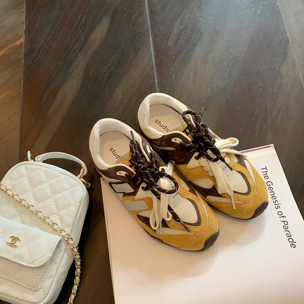 Cowhide Version of Grape Mother, the Same Fashionable Pair of Shoelaces, Casual Sports Shoes, Retro Mesh Forrest Gump Shoes, Women's German Training