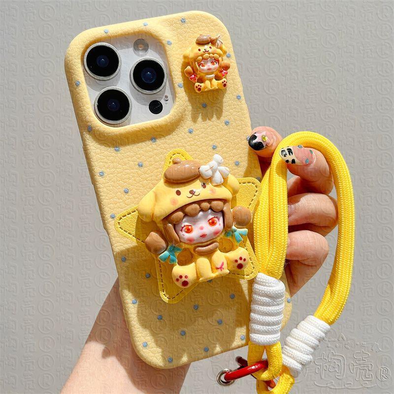 Leather Dora Bracket Apple 16 ProMax Mobile Phone Case IPhone 15 Pro New 13 Women 12 Soft Cover 14 Leather Pattern X