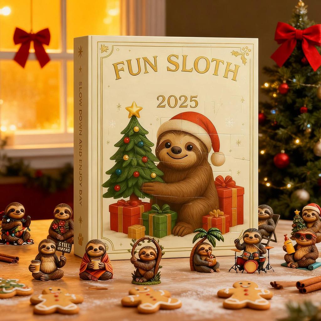 2D Acrylic Sloth Christmas Countdown Calendar 24 Days Sloth Ornaments Holiday Advent Gift for Kids Festive Home Decor