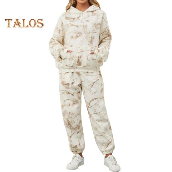 

2 шт./комплект женский костюм с капюшоном и брюками с принтом, длинные рукава, толстый верх, эластичный пояс, облегающие брюки, спортивный костюм для фитнеса, осенне-зимний спортивный костюм XXL абрикосовый