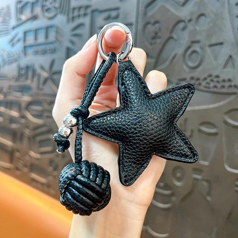 

Handmade Star Woven Ball Bag Pendant for DIY Bag Pendant Creative Gift for Women Charm Hanging Decoration Accessories one size чёрный
