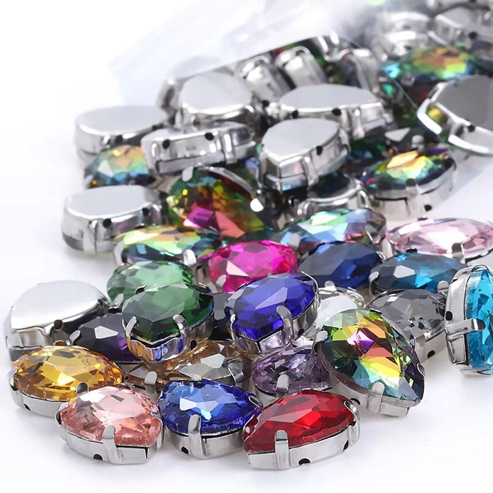 50 Stück/Pack Aufnähen Glitzer Nähstrasssteine Diamantperlen Ornament DIY Kleidungsstück Kleidung Schuhe