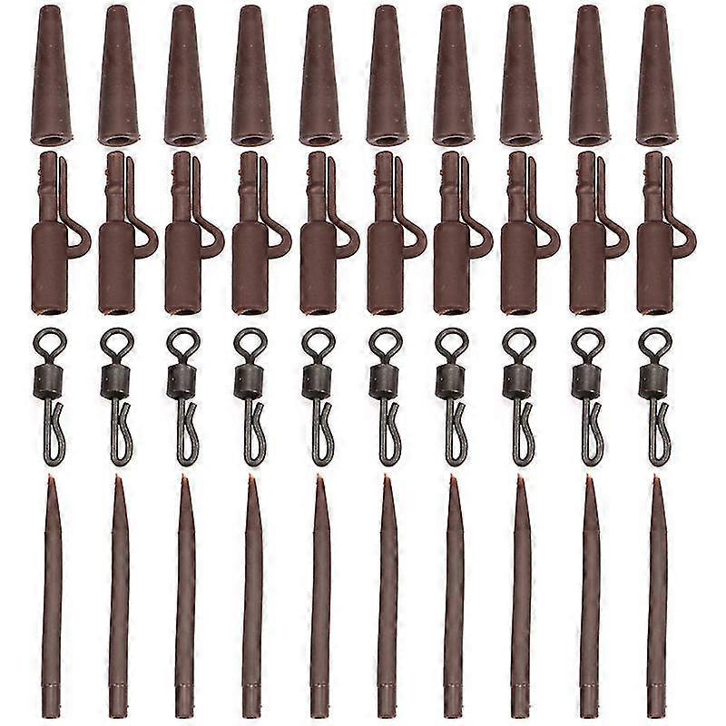 40 Piece Fishing Kit Anti-Tangling Sleeve Rubber Fishing Tackle Fishing Gear (brown) - DD01