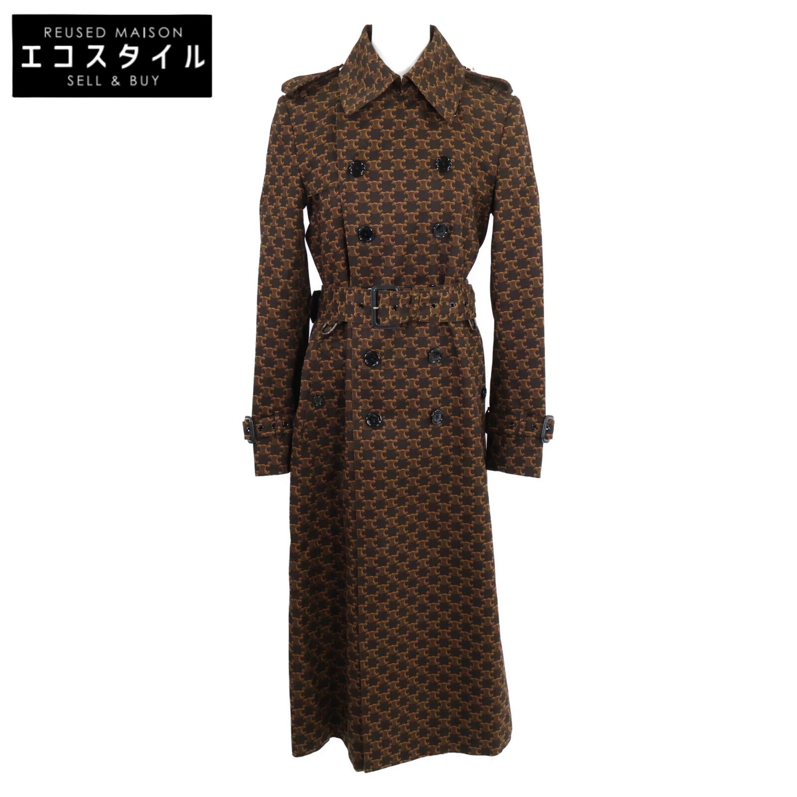 

CELINE Domestic genuine 2M398267M Triomphe Trench coat 36 BrownUsed