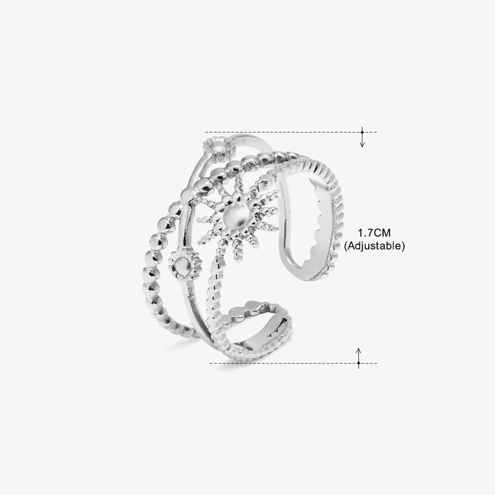 Stainless Steel Geometric Heart Leaves Ring For Women Personality Trendy Open Finger Ring Jewelry All Match