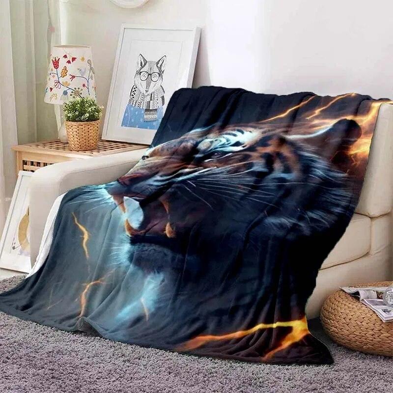 Beast Animal Tiger, Sabretooth Cartoon Soft Plush Blanket,Flannel Blanket Throw Blanket for Living Room Bedroom Bed Sofa Picnic