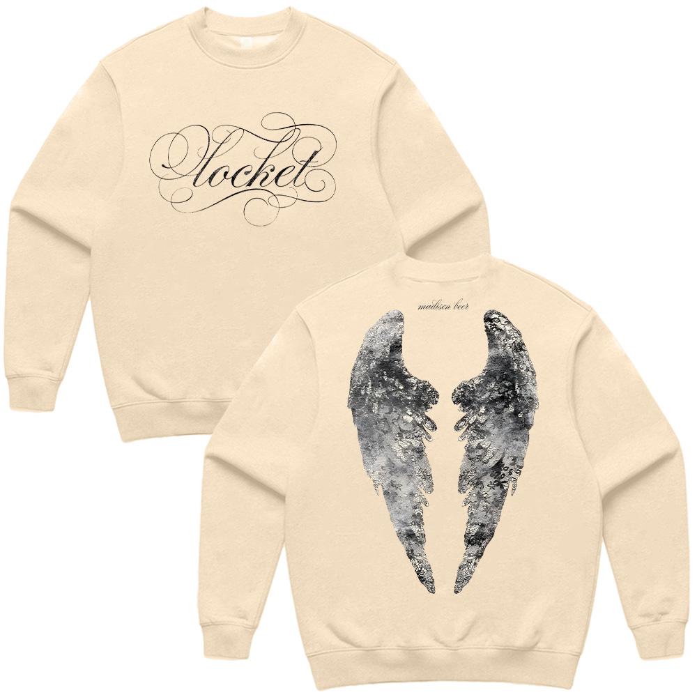 Madison Beer Medailon Crewneck Tričko Andělská Křídla Grafické Pulovry Módní Dlouhý Rukáv Oblečení Harajuku Estetické Topy