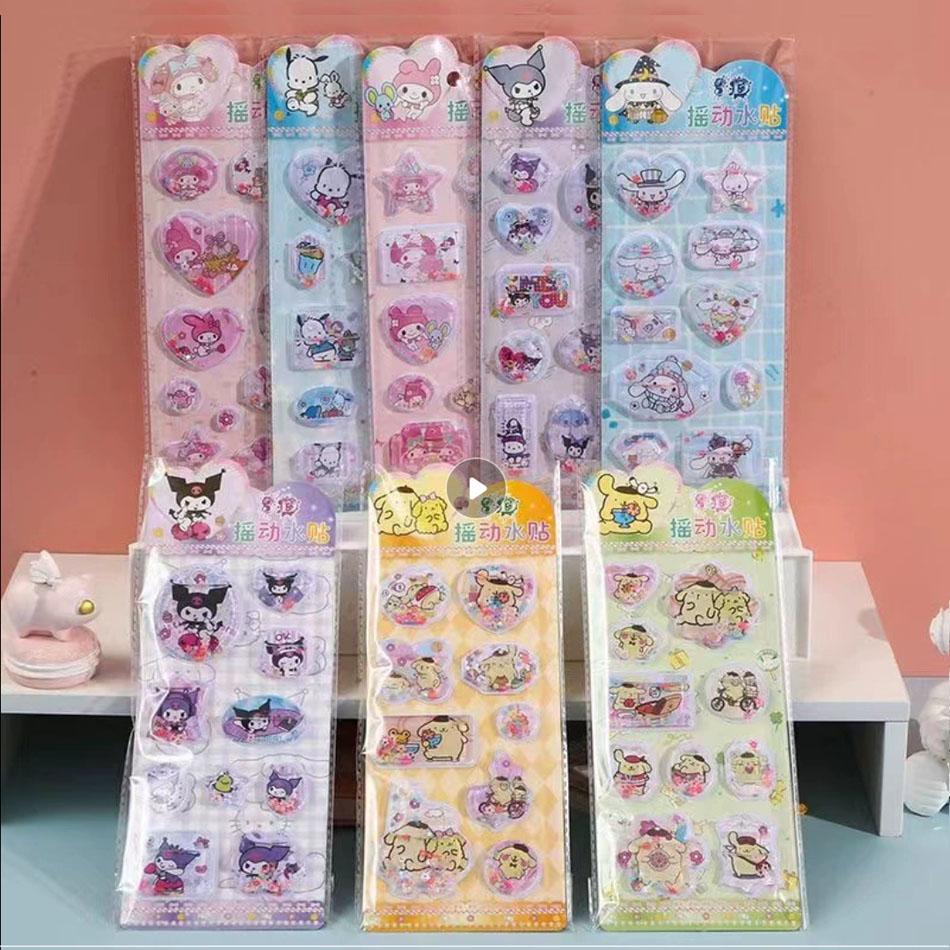 Sanrio Black Beauty Swing Water Sticker Boy Girl Cartoon Cute 3D Glitter Diy Scrapbook Decoration Sticker