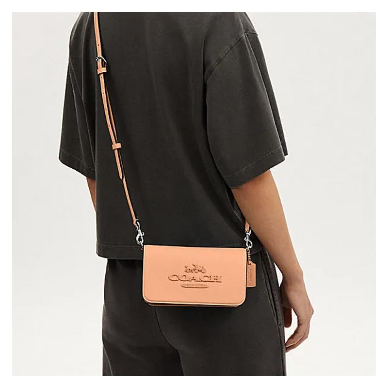 COACH Toni 19 brand logo detachable shoulder strap cow leather shoulder crossbody bag small size women's faded rouge pink