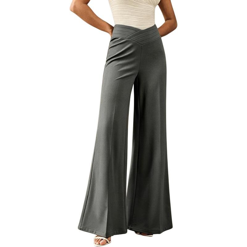 Pantalones Casuales Largos Acampanados Lisos de Cintura Alta Adelgazantes para Levantar Glúteos