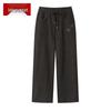 Moou 2025 Women's Elastic Waist Wool Blend Wide-Leg Mom Pants