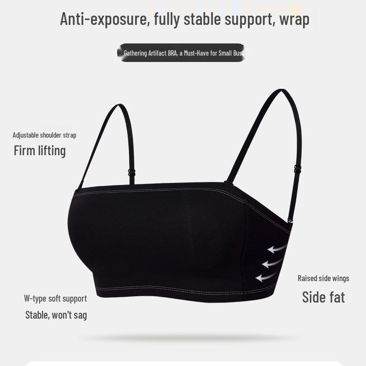 Women's Seamless Strapless Push-Up Bra: Anti-Exposure, Wireless, Sexy U-Back, Ideal for Small Breasts, Summer Thin
