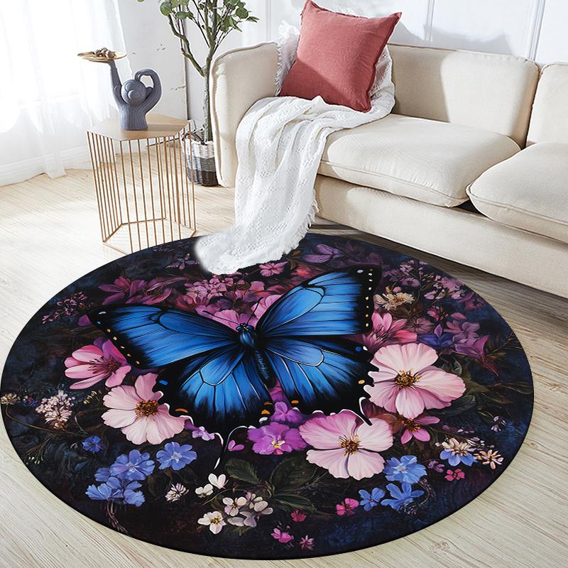 

Butterfly Oil Painting pattern round rug,Carpet Rug for Living Room Bedroom Sofa Playroom Decor,Non-slip Floor Mat,Holiday Gifts and Birthday Gifts 80cmx80cm