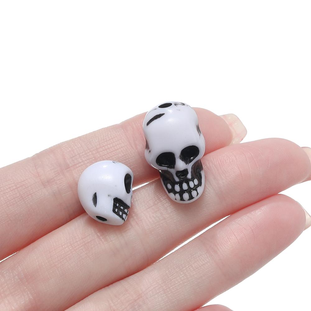 30pcs/Lot Skull Beads Acrylic Spacer Bead for Bracelet Necklace Earrings DIY Jewelry Making Accessories Halloween Decoration