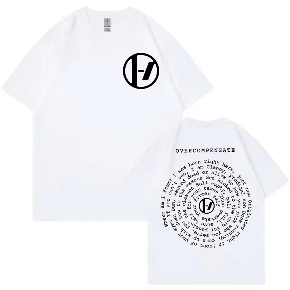 

Twenty One Pilots Overcompensate Текст Мужская одежда Футболка Homme Новая футболка с коротким рукавом Круглый вырез Принт Пуловер Футболка 50416 4XL