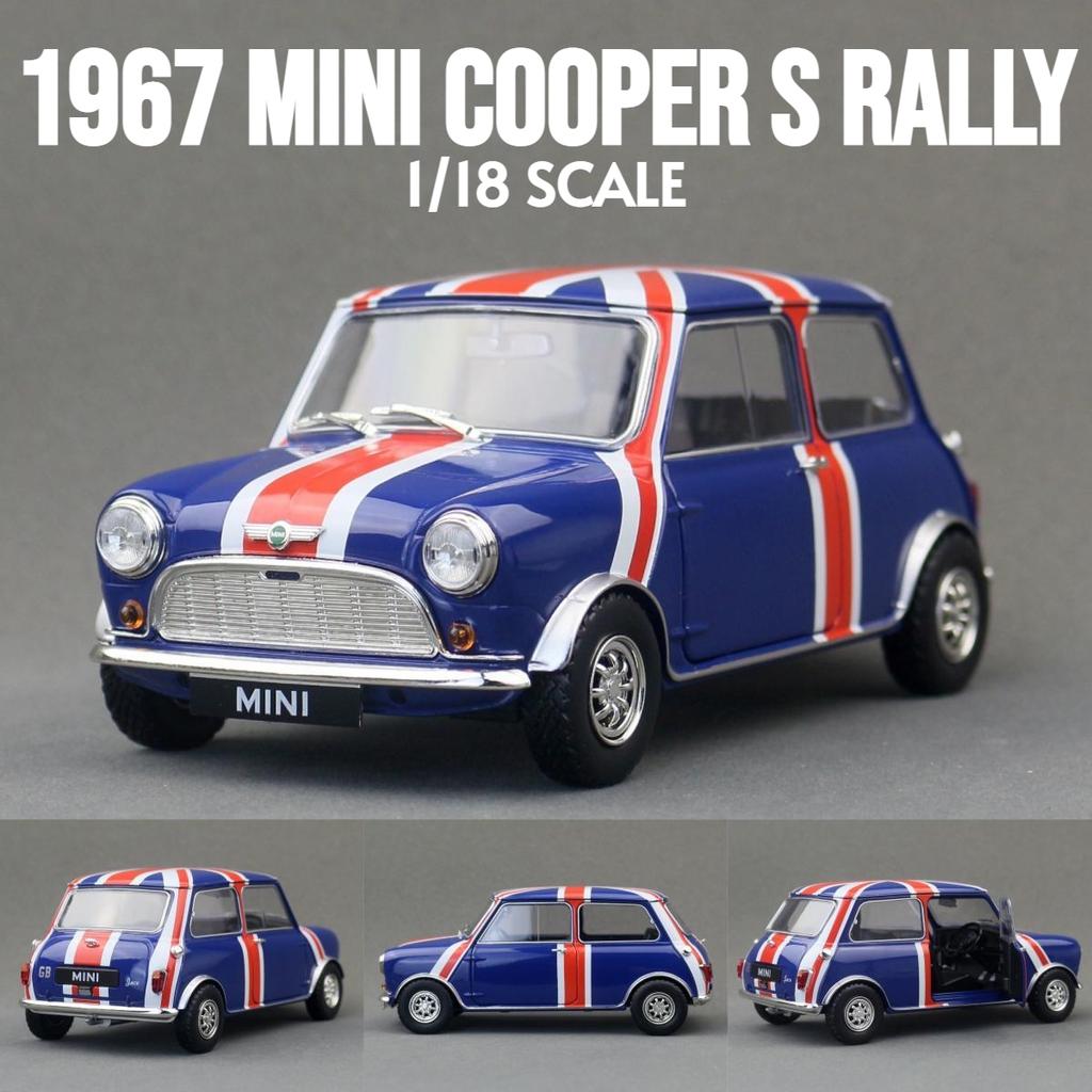1/18 Mini Cooper Rallye 1967 Monte Carlo Rennen Diecast Legierung Spielzeugauto Fahrzeugmodell Freilauf Räder Sammlung Geschenk für Kinder Jungen
