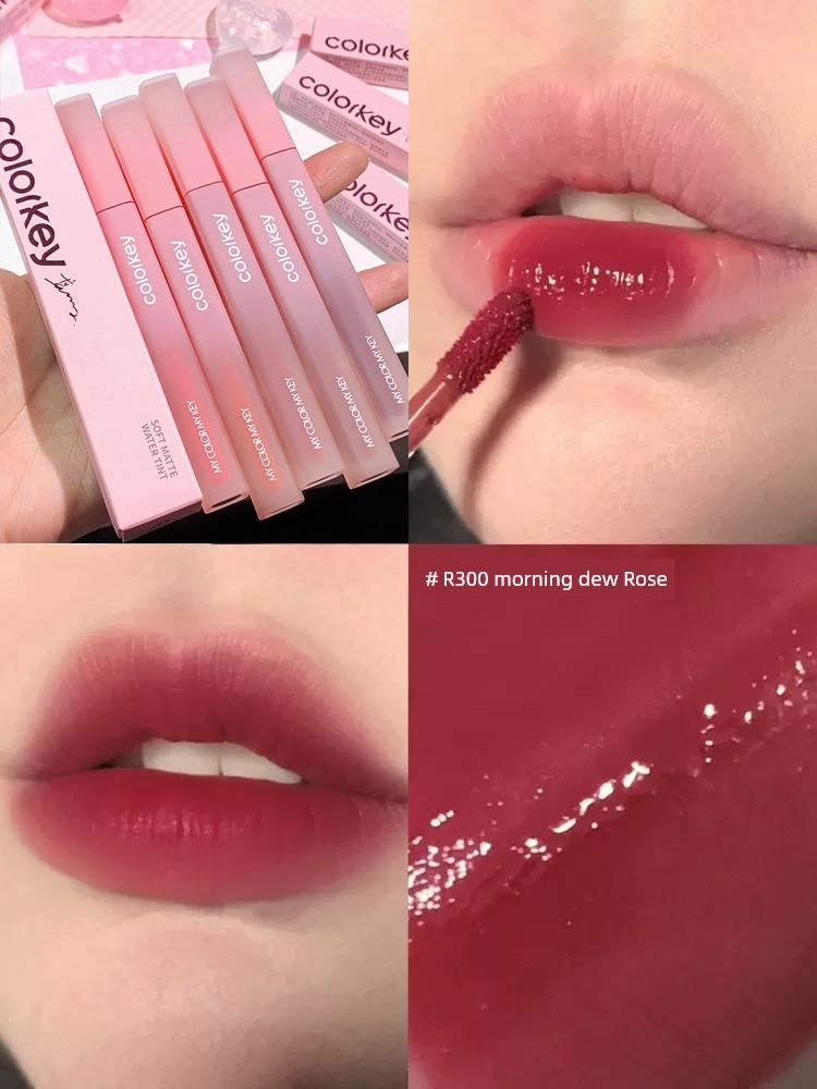 Colorkey Kelaqi Lip Lacquer Women's Velvet Matte Finish Milk Tea Color 730 Lipstick Nude Color Series Ice Cream 723