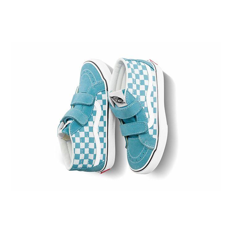 Vans Sk8 Reissue Checkerboard Retro Mid-Top Kids Skate Shoes Blue White Kids Sneaker VN0A346Y30Y