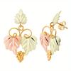 Vintage Gold Color Metal Three Colors Carving Leaf Spiral Dangle Earrings for Women Jewelry