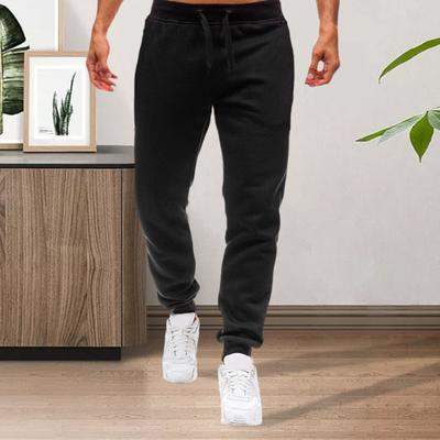Men Spring Fall Pants with Pockets Elastic Waist Sweatpants Stretchy Solid Color Loose
