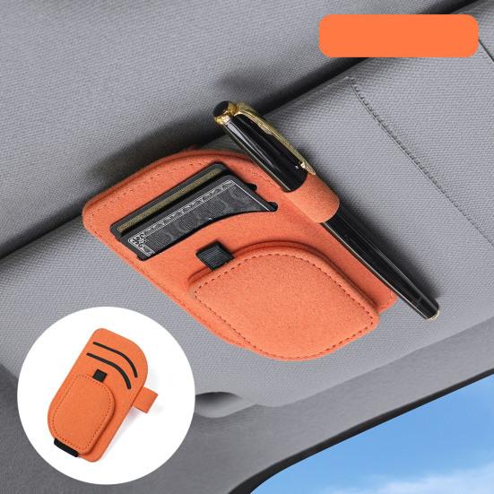Vehicle Eyewear Organizer Car Sun Visor Glasses Holder, Eyeglasses Hanger Clip, Luxury Magnetic Sunglasses Mount Leatherette Universal Auto