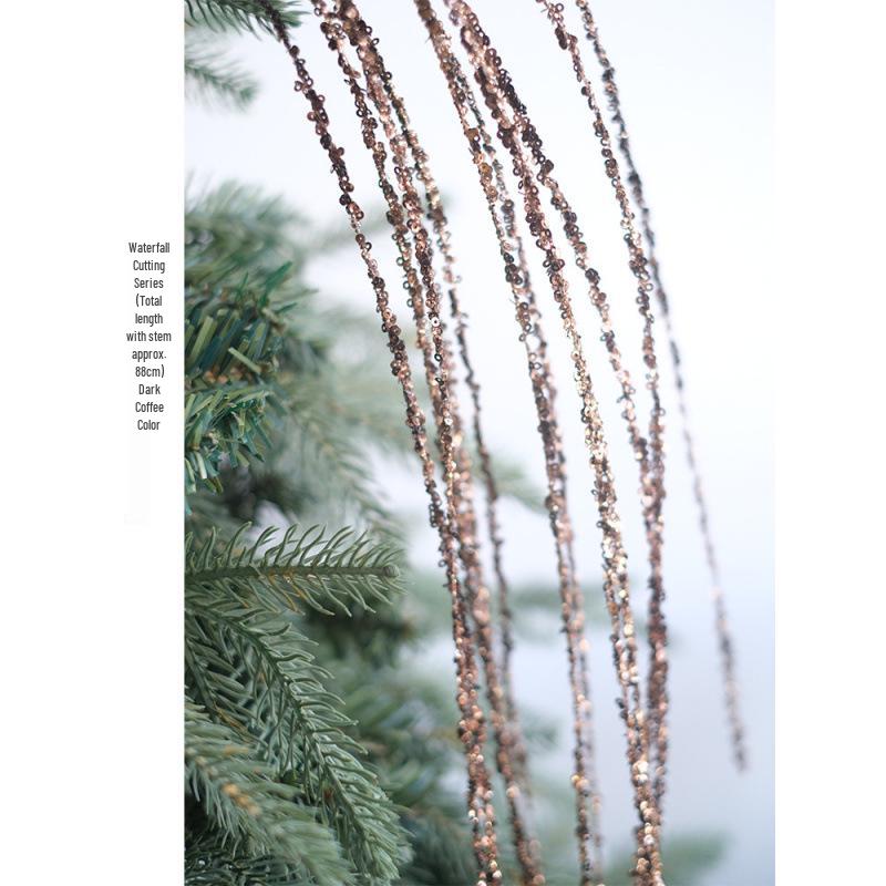 BG Design Christmas & New Year Glitter Sequin Floral Picks - Silver, Champagne, Brown