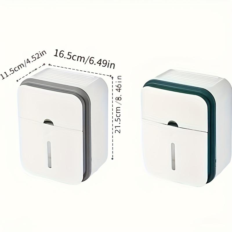 1pc Double Layer Bathroom Tissue Holder, Wall Mounted Plastic Tissue Box with Drawer, Strong Waterproof, No Drilling Required, Rectangle Shape