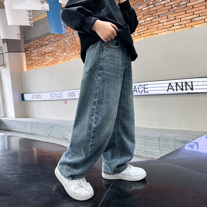 Spring & Autumn Boys' Casual Jeans - Stylish Loose Straight-Leg Pants for Kids