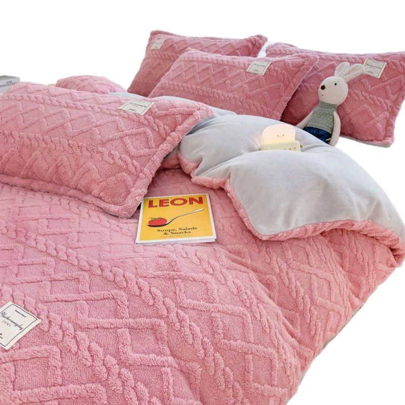 Nanjiren Plush Flannel Bedding Set - Includes 3-Piece Sheet Set & 4-Piece Quilt Cover for Bed.