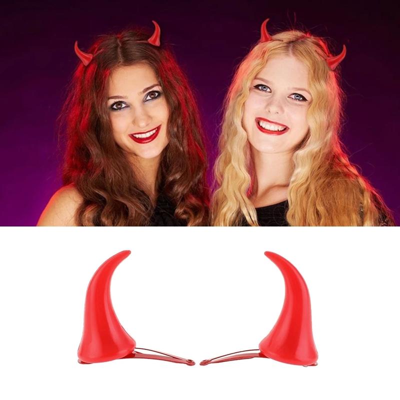 Cartoon Ox Horn Shape Lolita Hair Clip Headwear Anime Cosplay Party Costume Prop